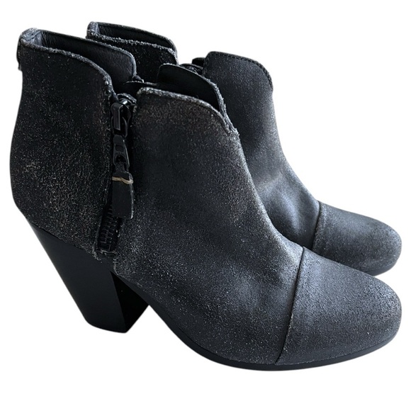 Rag & Bone Textured Suede Leather Zip Up Ankle Heeled Booties EU 37/US 7 - Picture 1 of 12